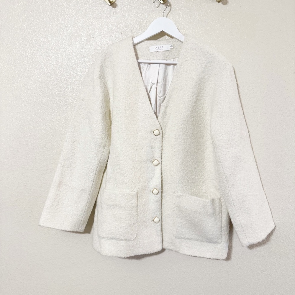 ASTR Maidy Tweed Boucle Textured Blazer Coat in Cream Revolve size small $240 - Picture 10 of 14